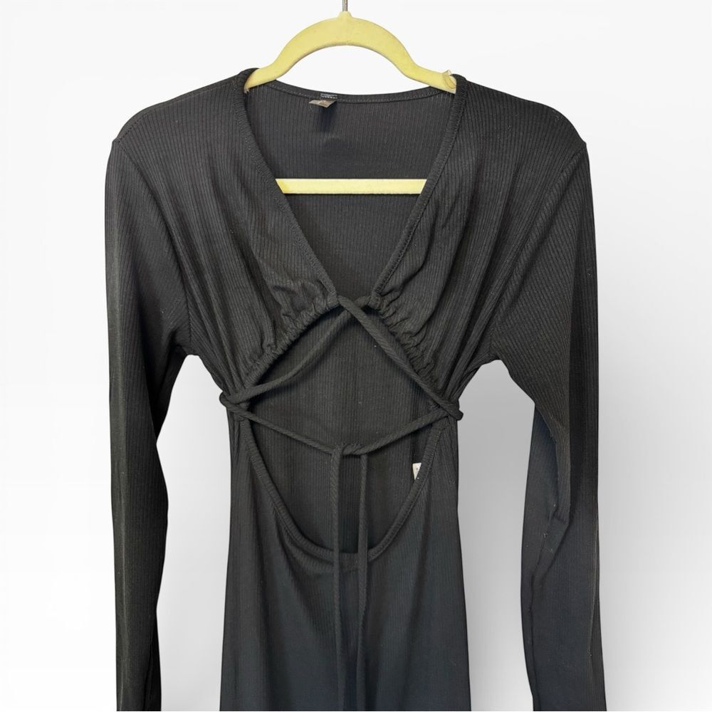 GoodTimesUSA Cut-out Tie Front Long Sleeve Black Dress Medium